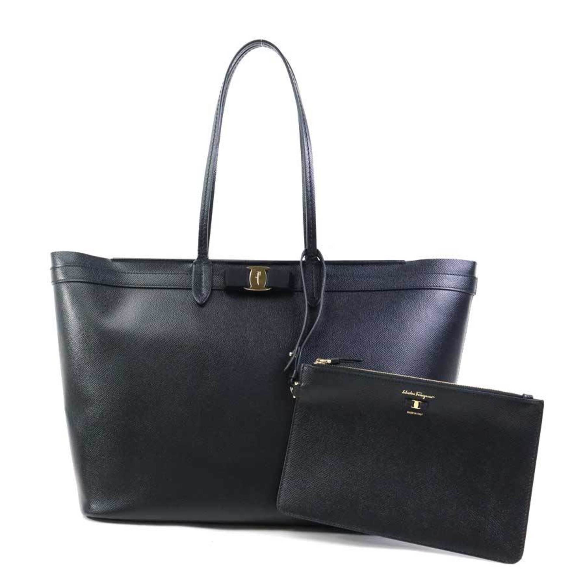 Salvatore Ferragamo Shoulder Bag, Vara Ribbon, Leather, Black, Women's, H32340k